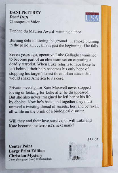 Dead Drift #4 by Dani Pettrey (Chesapeake Valor, New, 2018, HC, 500 pages, Center Point Large Print)