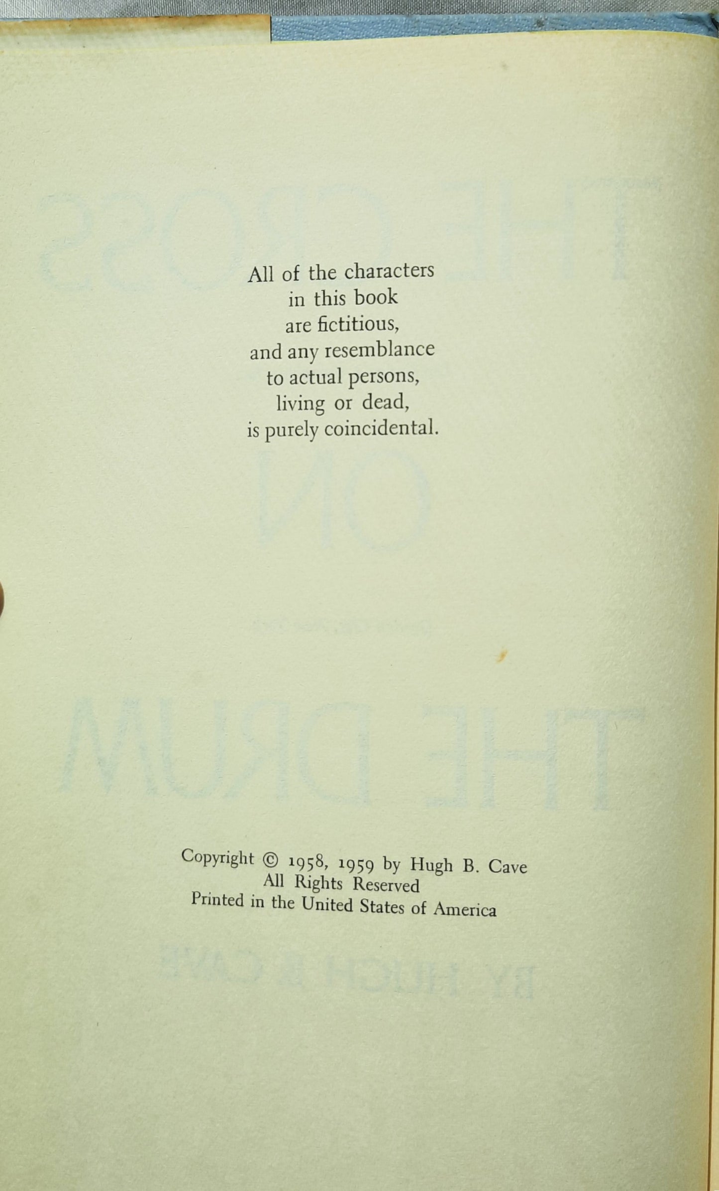 The Cross on the Drum by Hugh B. Cave (Good, 1959, HC, 286 pages, Doubleday & Co.)