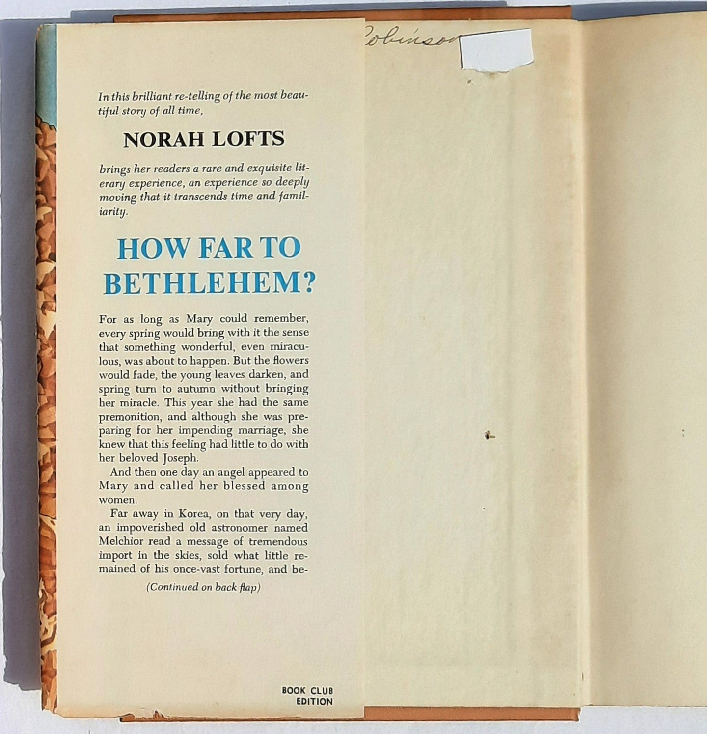 How Far to Bethlehem? by Norah Lofts (Good, 1965, HC, 246 pages, Doubleday & Co.)