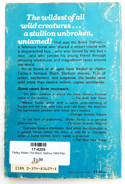 The Black Stallion #1 by Walter Farley (Good, 1969, Pbk, 187 pages, Random House)