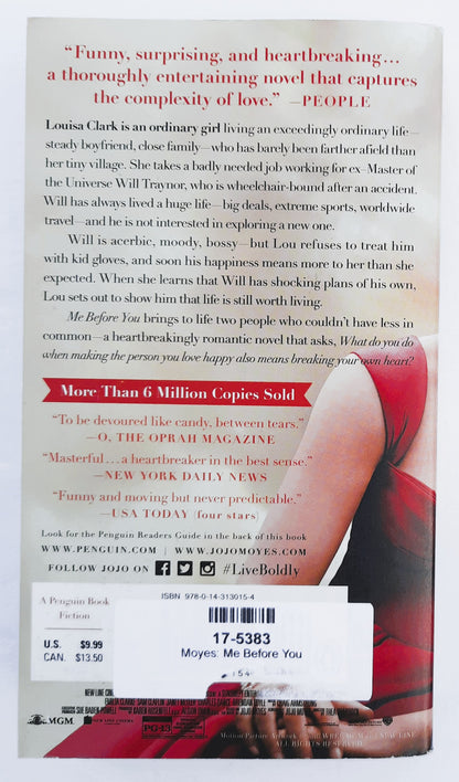 Me Before You by Jojo Moyes (Very good, 2012, Pbk, 430 pages, Penguin Books)