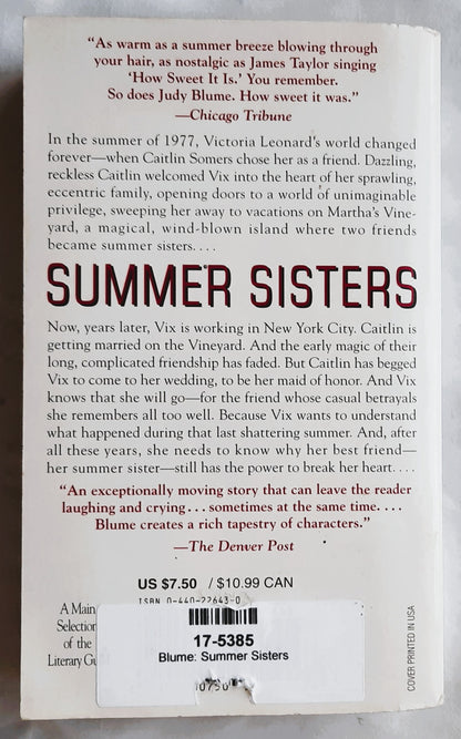 Summer Sisters by Judy Blume (Very Good, 1999, Pbk, 399 pages, Dell Fiction)