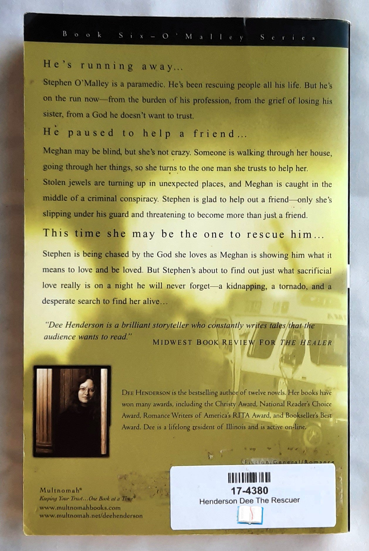 The Rescuer #6 by Dee Henderson (O'Malley series, Acceptable, 2003, Pbk, 344 pages, Multnomah)