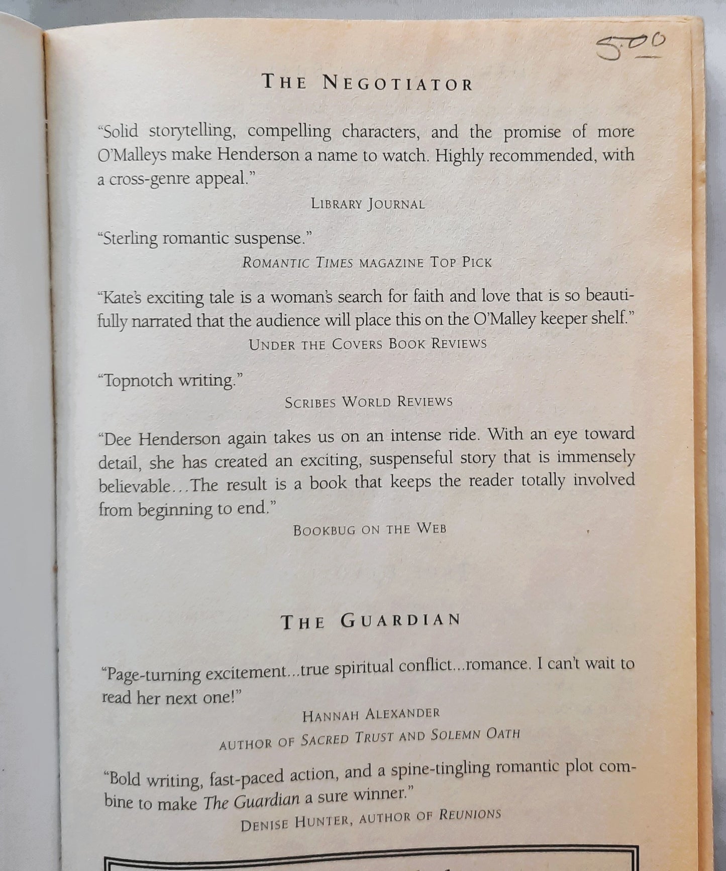 The Negotiator #1 by Dee Henderson (O'Malley series, Good, 2001, Pbk, 319 pages, Multnomah)