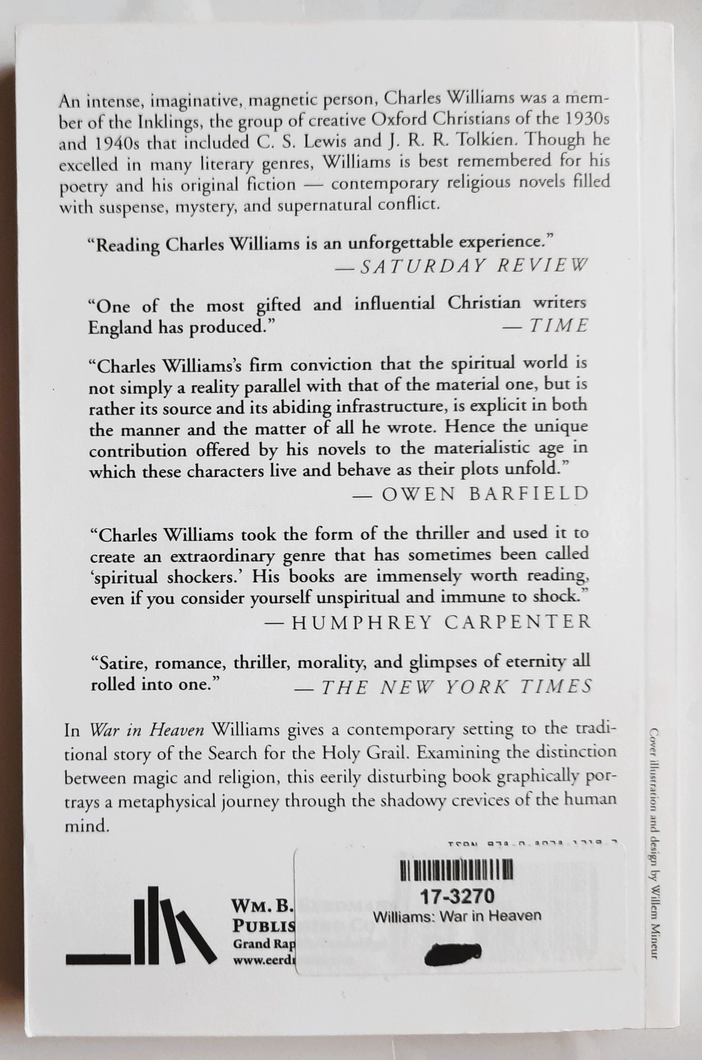 War in Heaven by Charles Williams (New, 2004, Pbk, 256 pages, Wm. B. Eerdmans)