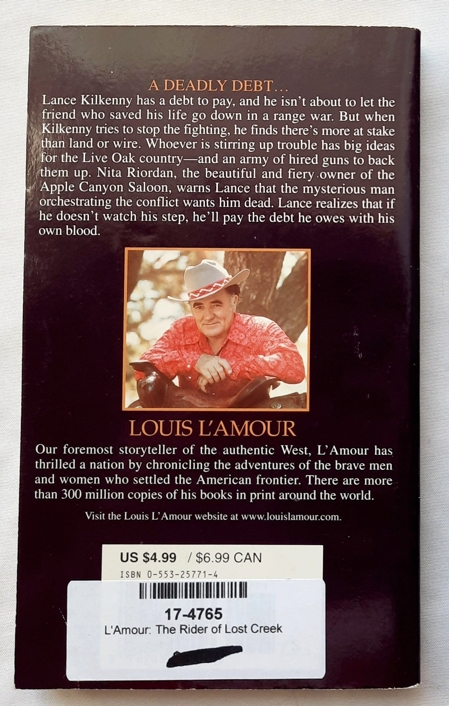 The Rider of Lost Creek by Louis L'Amour (Very good, 2005, Pbk, 203 pages, Bantam Books)