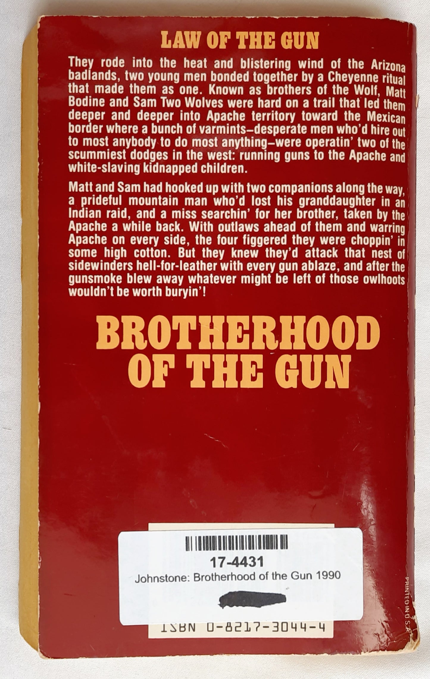 Blood Bond #2: Brotherhood of the Gun von William W. Johnstone (Gut, 1990, Taschenbuch, 254 Seiten, Zebra Books)