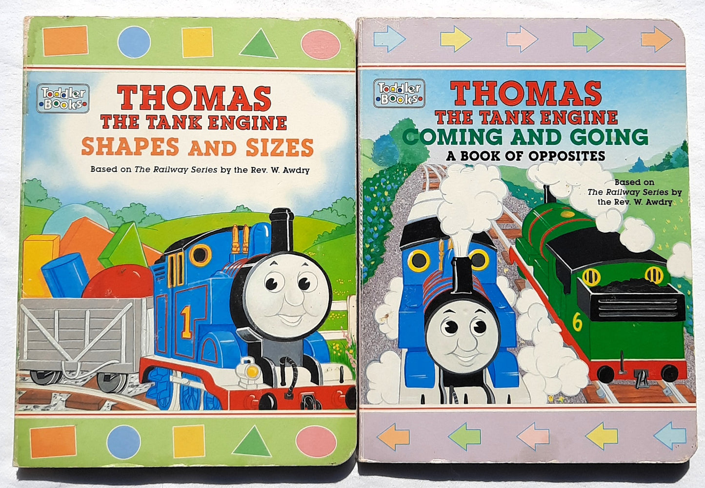 Thomas the Tank Engine Coming and Going by Pam Posey & Shapes and Sizes by Deborah Borgo (Good, 1998, Board Book, Random House)