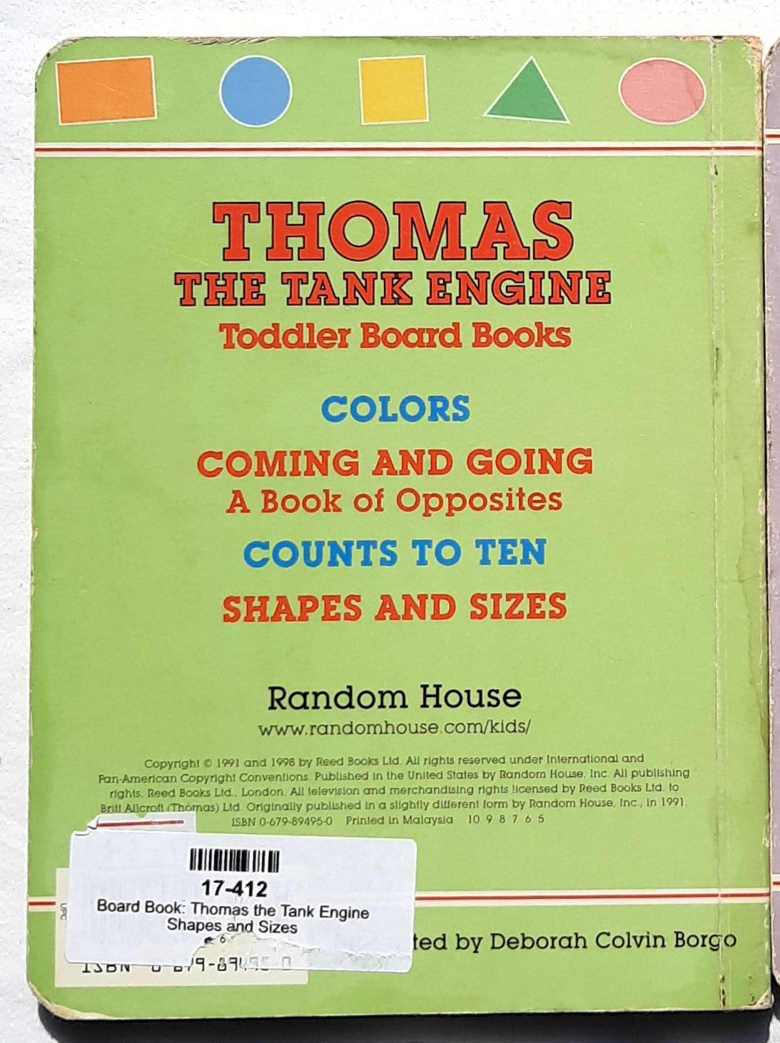 Thomas the Tank Engine Shapes and Sizes by Deborah Borgo (Good, 1998, Board Book, Random House)