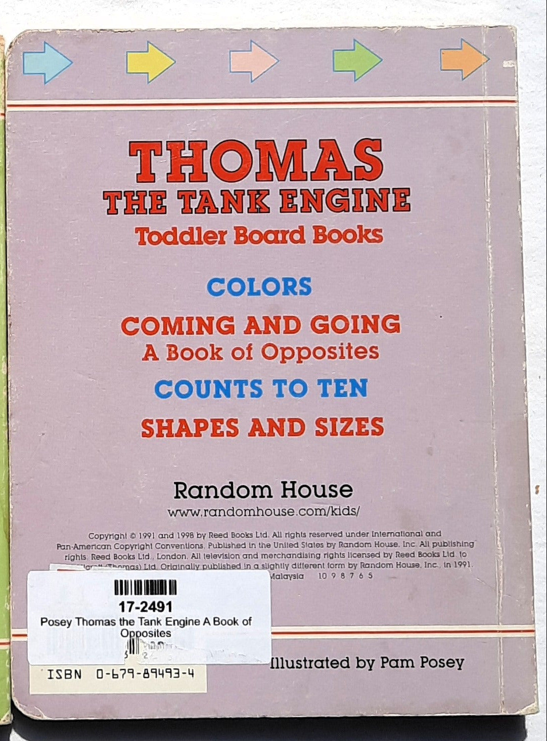 Thomas the Tank Engine Coming and Going [A book of Opposites] by Pam Posey (Good, 1998, Board Book, Random House)