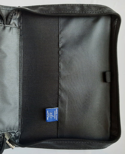Bible Cover: Textured Leather-look with Debossed Cross by White Dove Designs (New, Black, Extra-Large)
