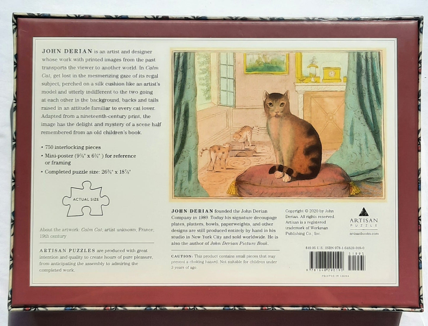 John Derian Paper Goods: Calm Cat 750 Piece Puzzle by Artisan Puzzle (New, 2020)