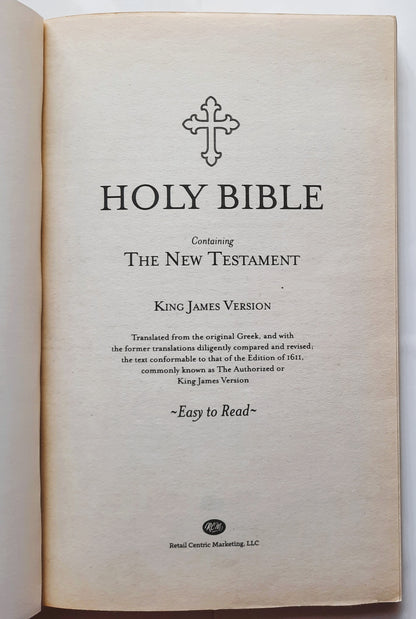 KJV Heilige Bibel Neues Testament Leicht zu lesen (Sehr gut, 2017, Pbk, 280 Seiten, Retail Centric Marketing)
