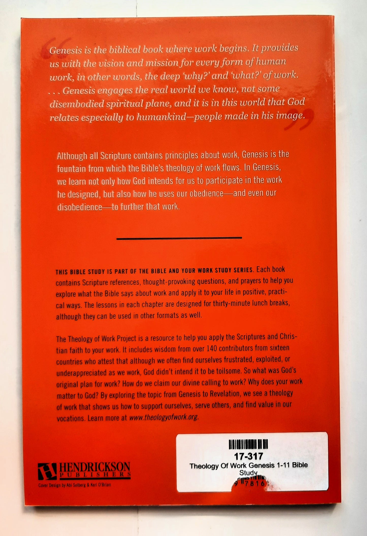 Theology Of Work Genesis 1-11 Bible Study (New, 2014, Pbk, 96 pages, Hendrickson)