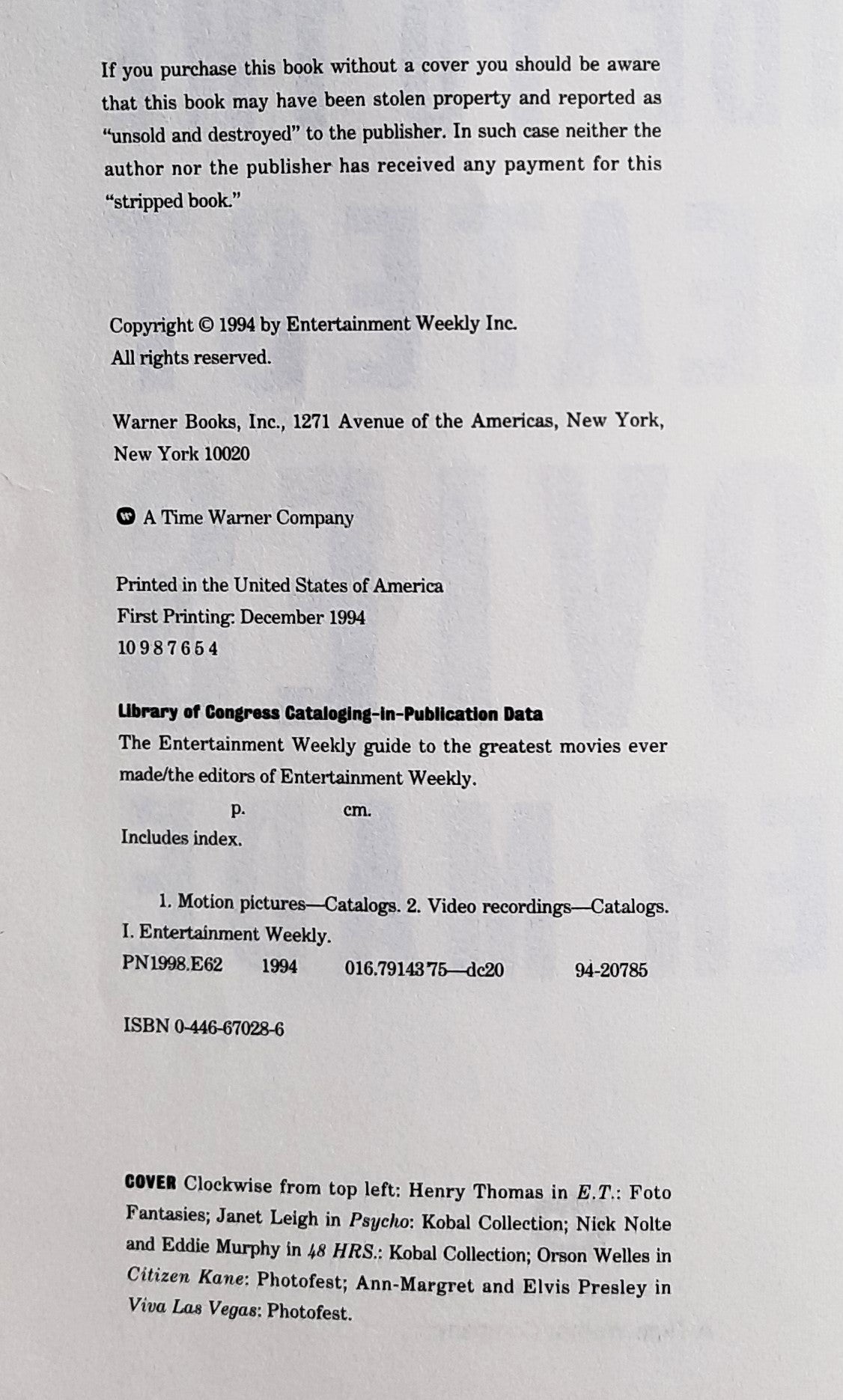 Guide to the Greatest Movies Ever Made by Entertainment Weekly (Good, Pbk, 1994, Warner Books, 341 pages)