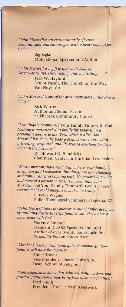 Your Family Time with God: A Weekly Plan for Family Devotions by John Maxwell; Brad Lewis (Very good, 1995, HC, 333 pages, Chariot Family Publishing)