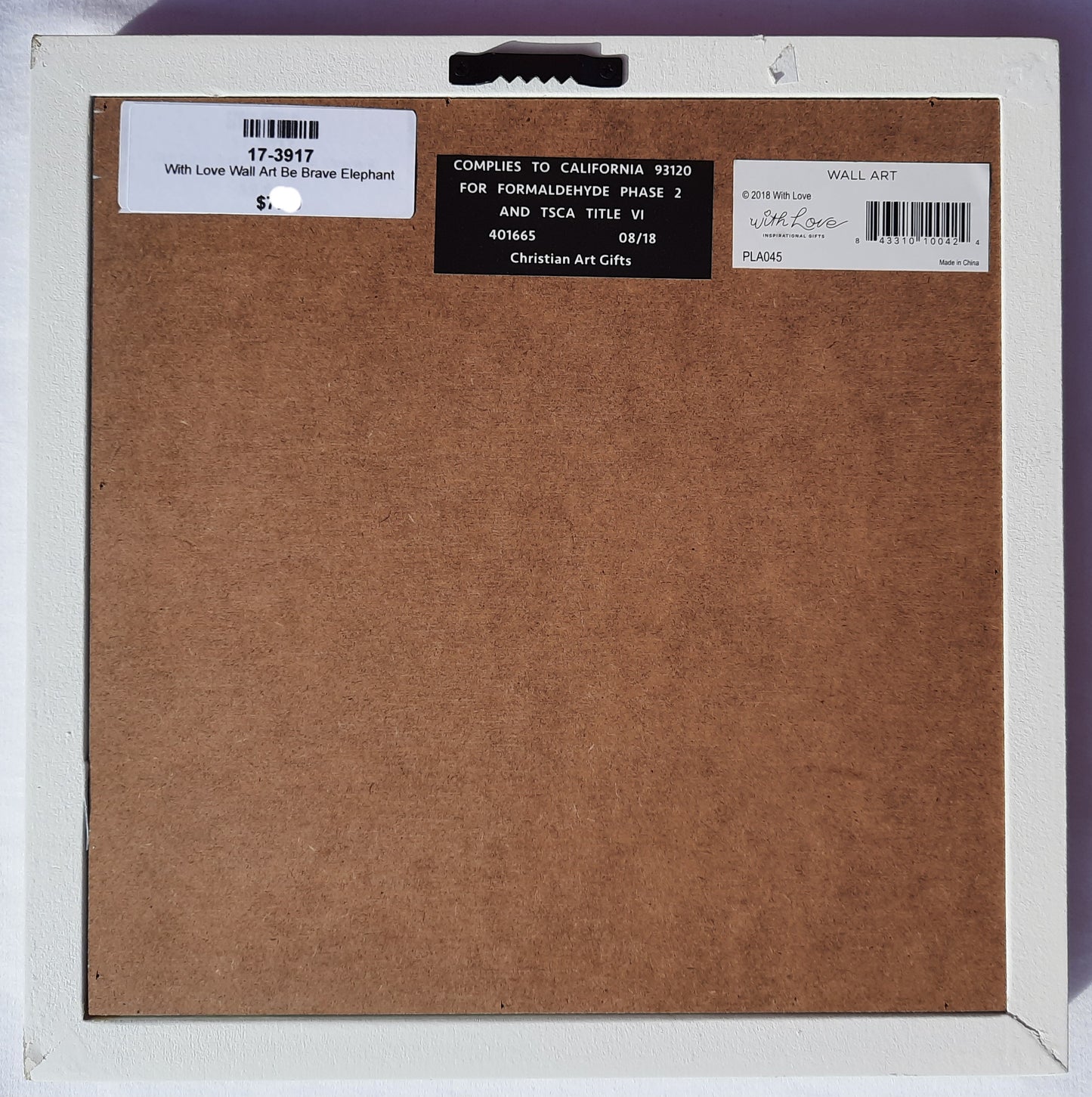 Be Brave, Elephant with Ball White Framed Art 9.5" Square (New, 2018, Christian Art Gifts)