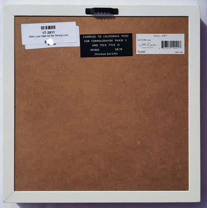 Be Strong, Lion with Weights White Framed Art 9.5" Square (New, 2018, Christian Art Gifts)