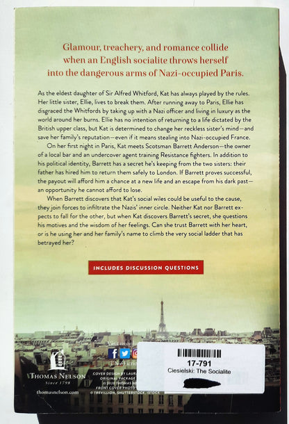 The Socialite: A Novel of WWII by J'Nell Ciesielski (New, 2020, Pbk, 368 pages, Thomas Nelson)