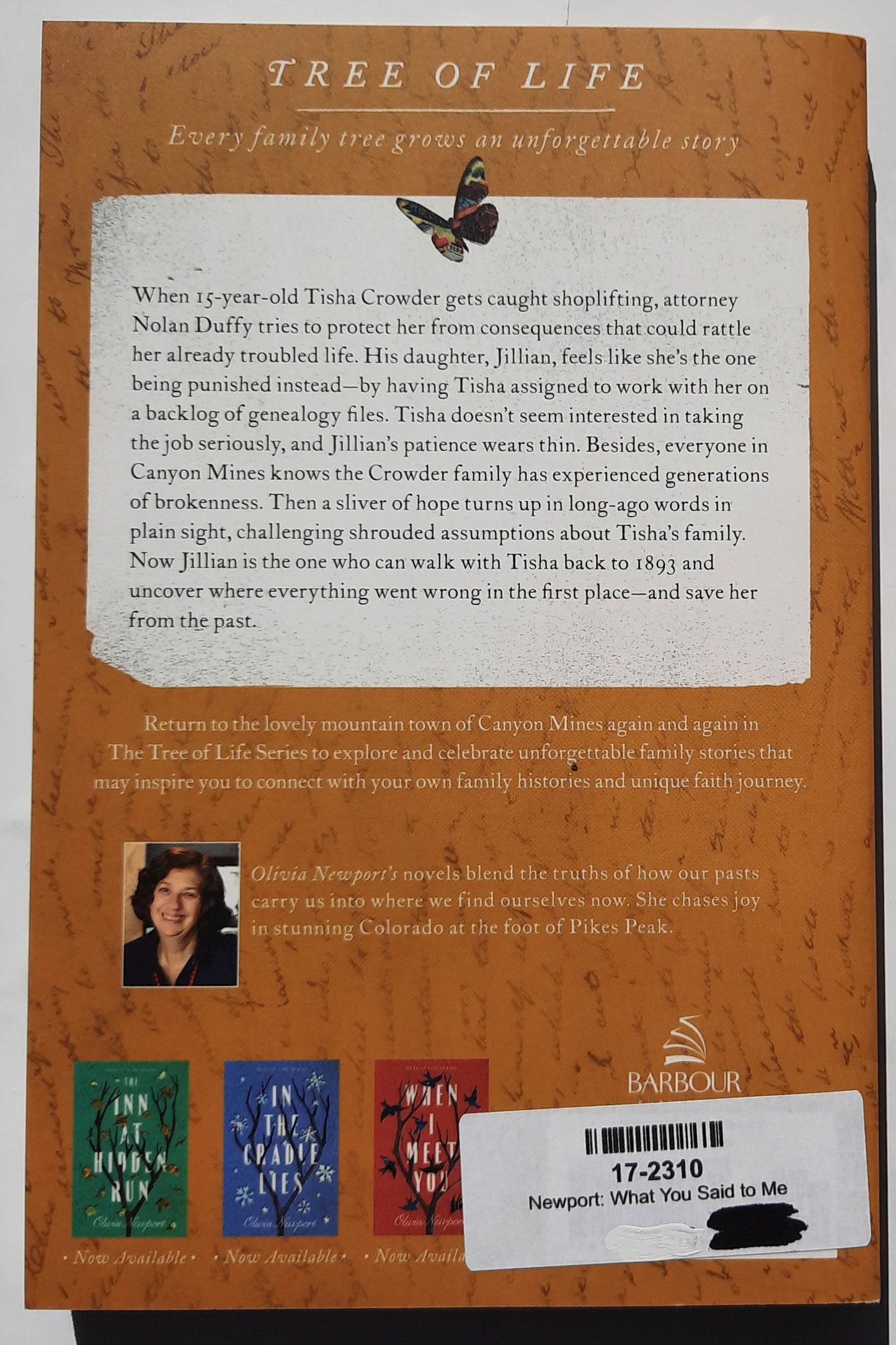 What You Said to Me by Olivia Newport (Tree of Life #4, New, 2020, Pbk, 256 pages, Barbour)