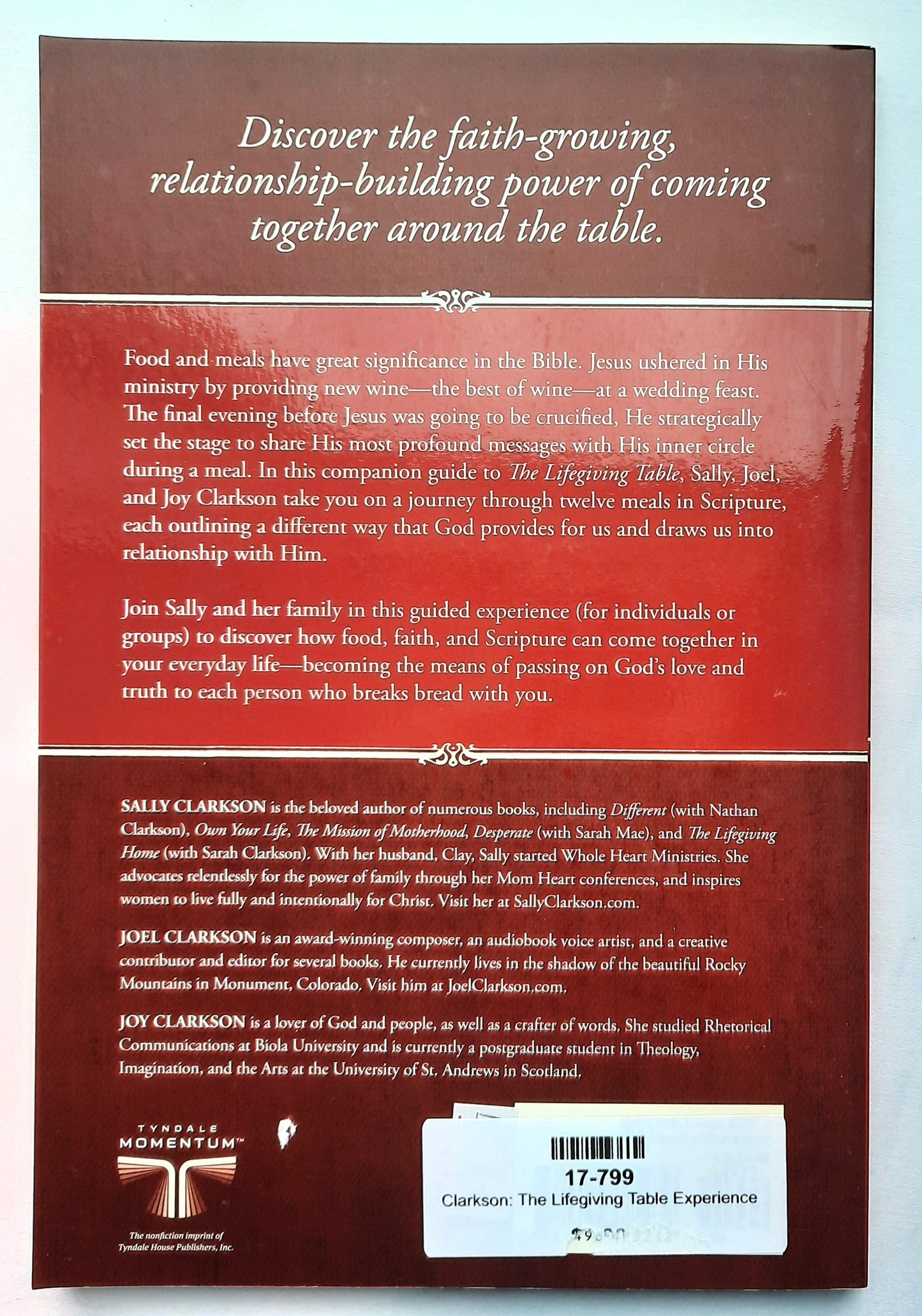 The Lifegiving Table Experience: A Guided Journey of Feasting Through Scripture by Sally Clarkson (New, 2017, Pbk, 144 pages, Tyndale House)