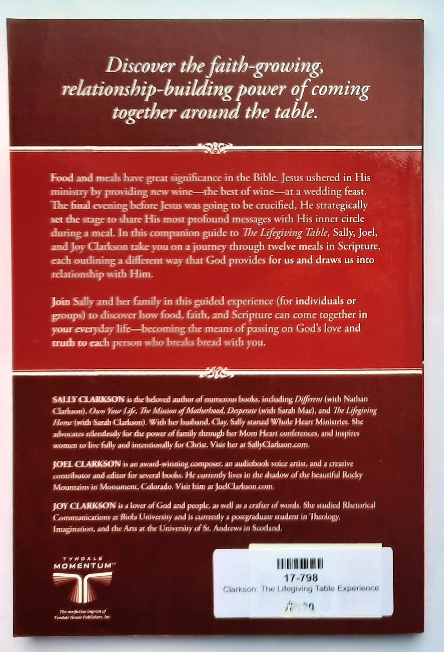 The Lifegiving Table Experience: A Guided Journey of Feasting Through Scripture by Sally Clarkson (New, 2017, Pbk, 144 pages, Tyndale House)
