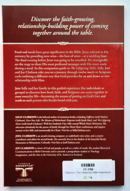 The Lifegiving Table Experience: A Guided Journey of Feasting Through Scripture by Sally Clarkson (New, 2017, Pbk, 144 pages, Tyndale House)