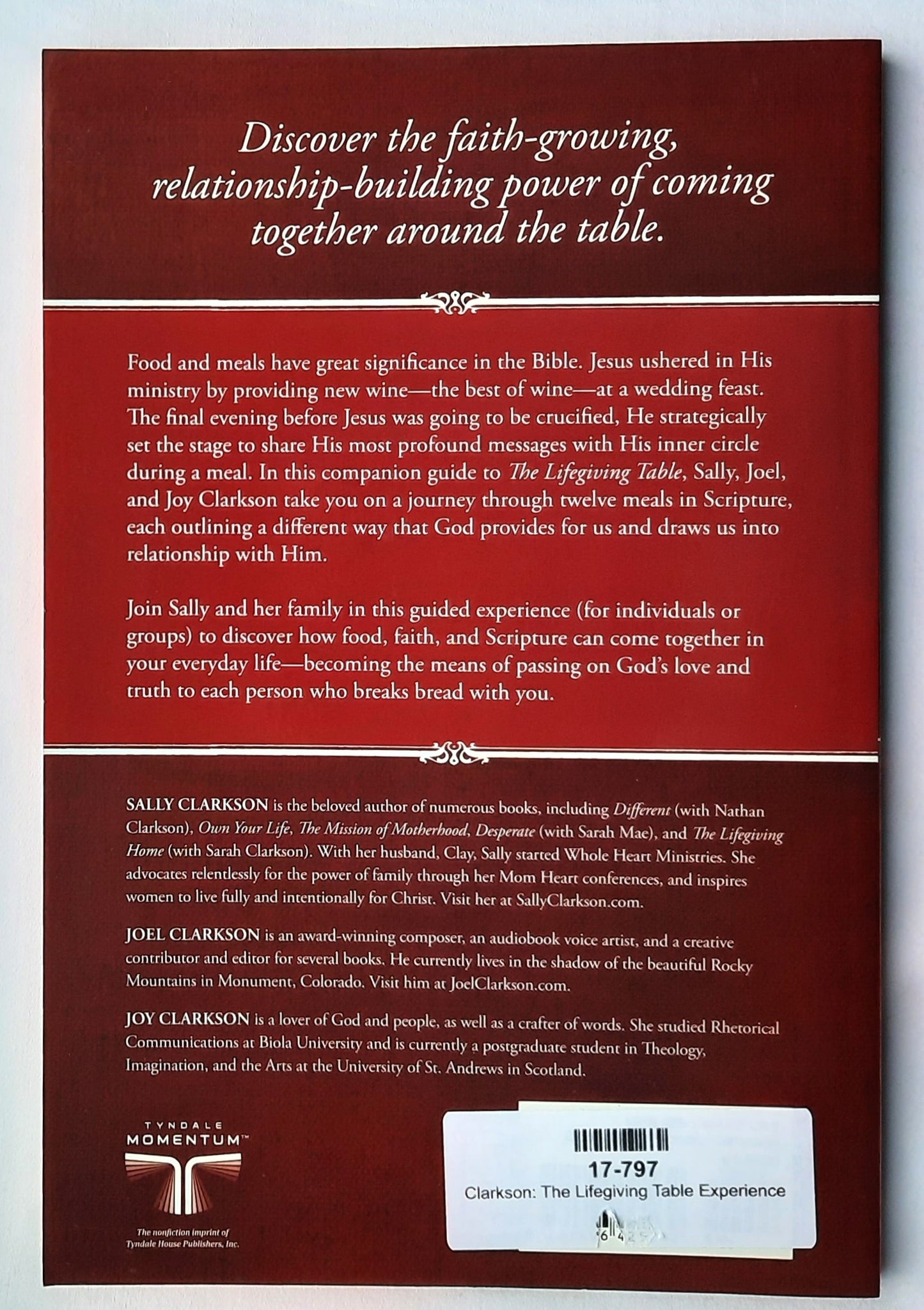 The Lifegiving Table Experience: A Guided Journey of Feasting Through Scripture by Sally Clarkson (New, 2017, Pbk, 144 pages, Tyndale House)