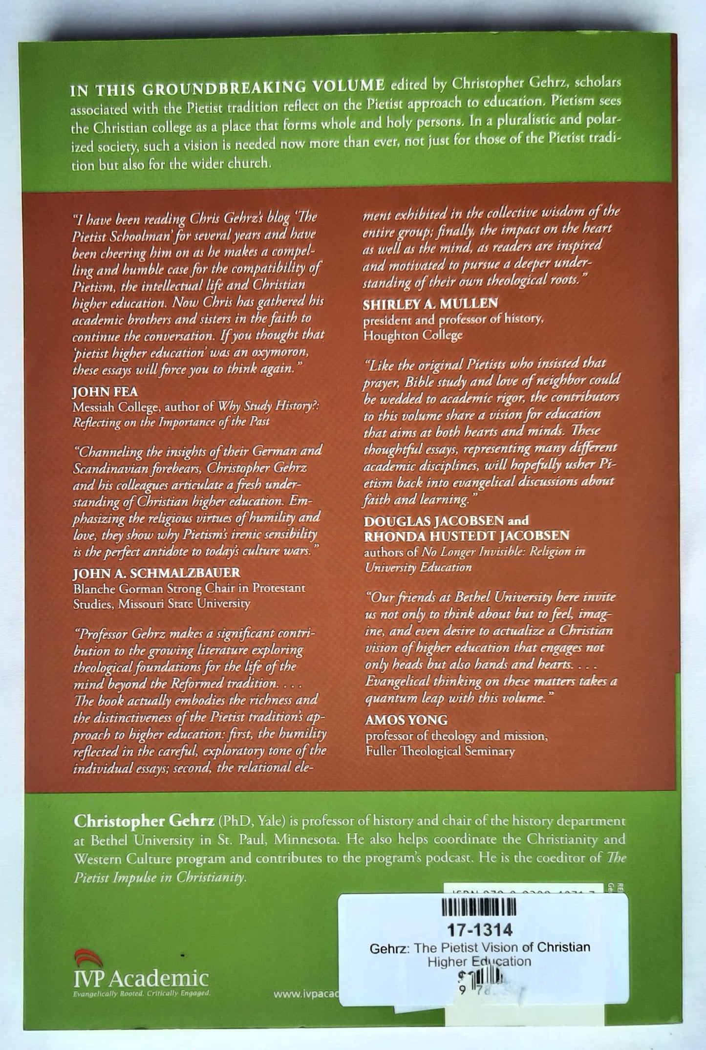 The Pietist Vision of Christian Higher Education by Christopher Gehrz (New, 2015, Pbk, 240 pages, IVP Academic)