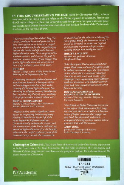 The Pietist Vision of Christian Higher Education by Christopher Gehrz (New, 2015, Pbk, 240 pages, IVP Academic)