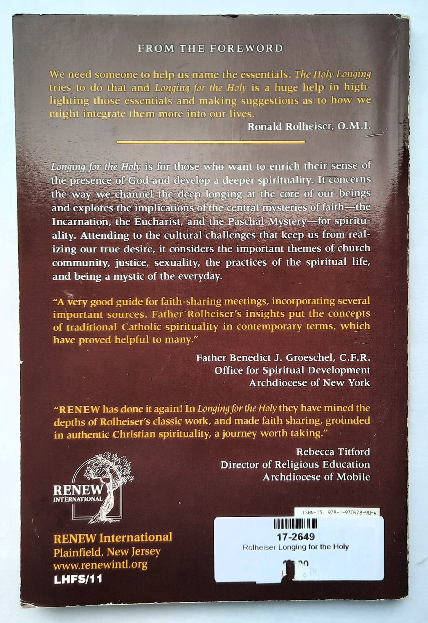 Sehnsucht nach dem Heiligen: Spiritualität für den Alltag von Ronald Rolheiser (Gut, 2011, Pbk, 162 Seiten, Renew Intl.)
