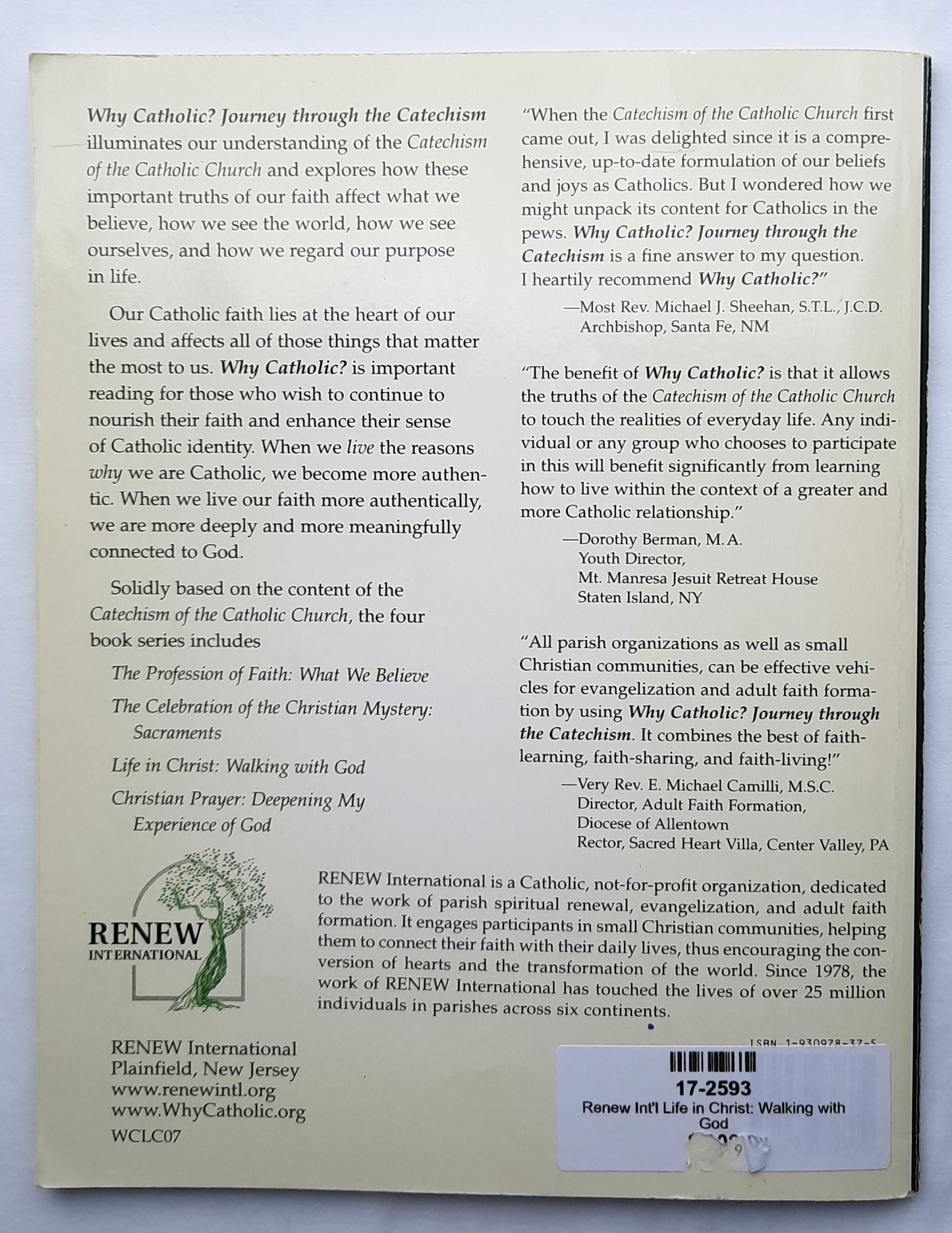 Life in Christ: Walking with God by Renew International (Why Catholic? Good, 2007, Pbk, 96 Seiten)