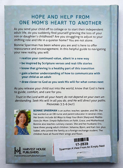 A View from an Empty Nest by Bonnie Sparrman (New, 2018, HC, 224 pages, Harvest House)