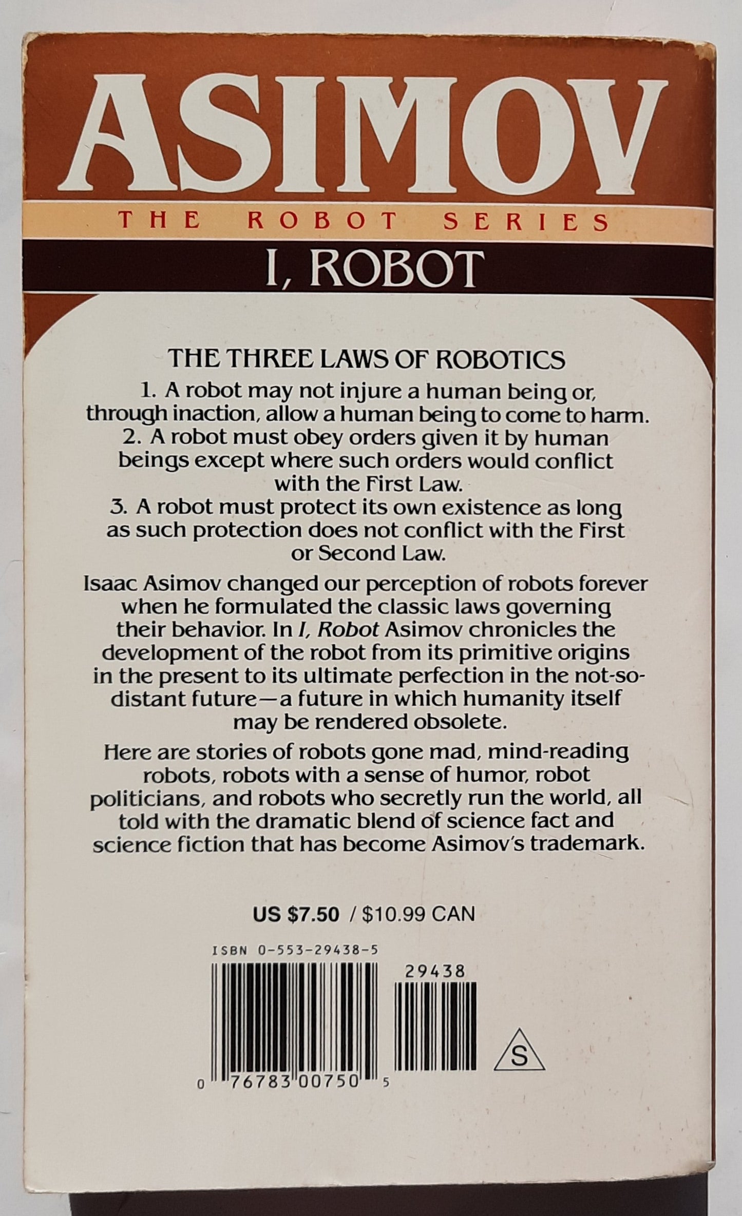 I, Robot by Isaac Asimov (Very good, 1991, Pbk, 272 pages, Bantam Books)