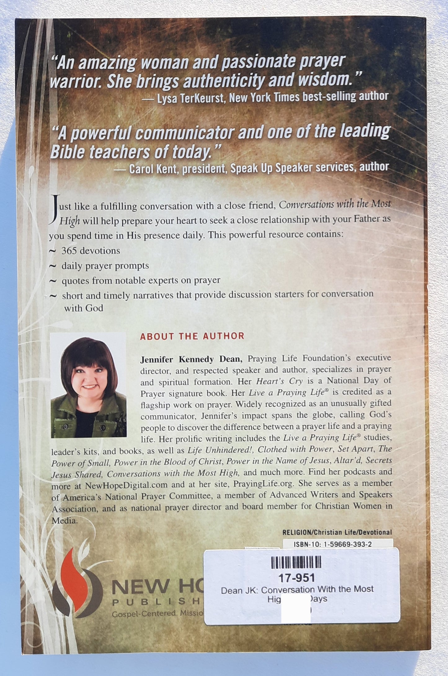 Conversations with the Most High 365 Days by Jennifer Kennedy Dean (New, 2014, Pbk, 224 pages, New Hope Publishers)