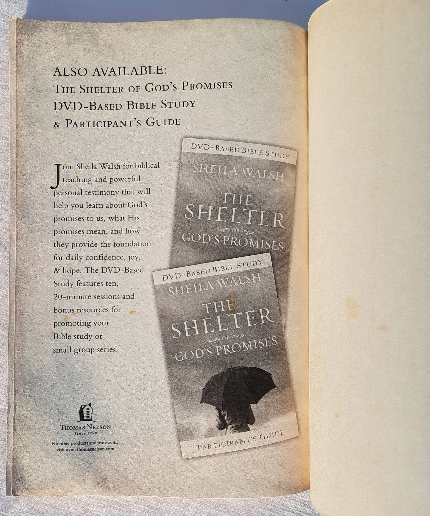 The Shelter of God's Promises: Finding Comfort, Confidence, and Hope During Uncertain Times by Sheila Walsh (Good, 2011, Pbk, 205 pages, Thomas Nelson)