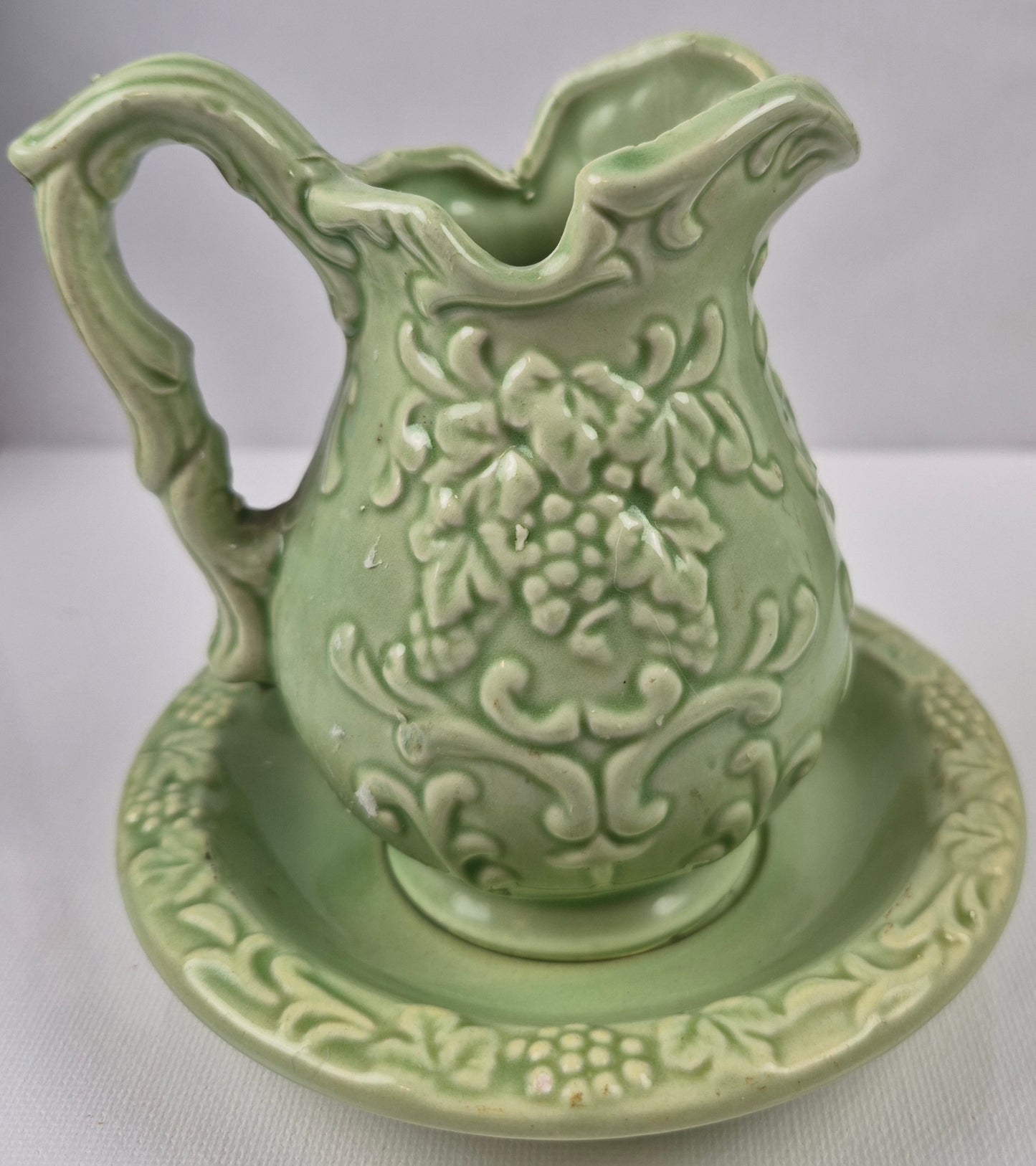 Vintage Pitcher and Bowl light green 4 1/2" by Norleans Japan - Very good condition, Decor, Collectible