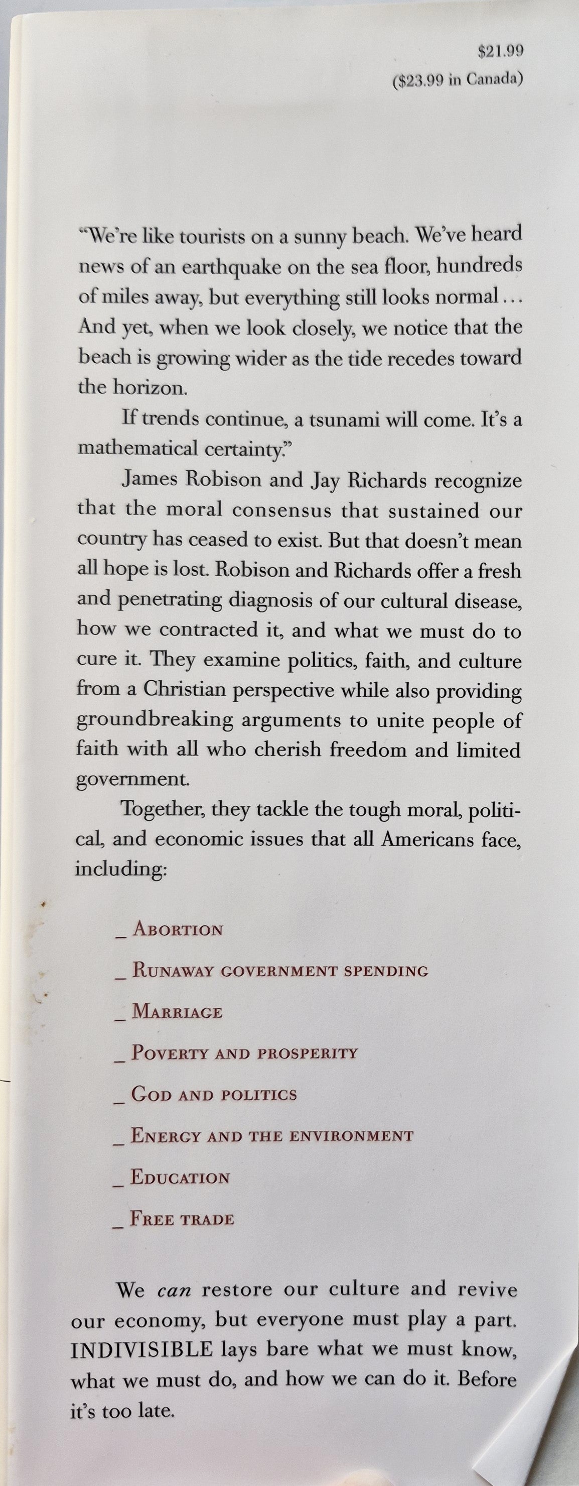 Unteilbar: Glaube, Familie und Freiheit wiederherstellen, bevor es zu spät ist von James Robison (Sehr gut, 2012, HC, 362 Seiten, FaithWords)