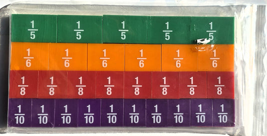 Bell Summer K-8 Manipulatives: Plastic Rainbow Fraction Tiles (New, 2018, Item #676718, Scholastic)