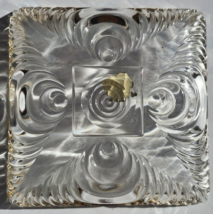 Hazel-Atlas Glass Company 6x6 Schmuck-/Süßigkeitenschale mit 22 Karat Goldrand 1930er Jahre (nahezu neuwertiger Zustand, klares Glas)