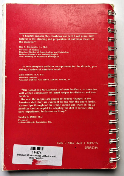 Cookbook for Diabetics and Their Families von Joan Denman (Gut, 1984, Spiral-Paperback, 201 Seiten, Oxmoor House)