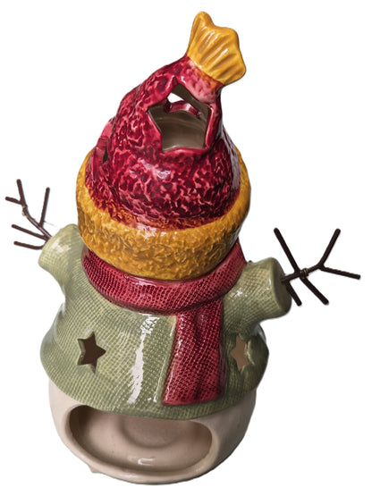 Schneemann Teelicht-Turm aus Keramik (Sehr gut, 25,4 cm hoch x 20,32 cm breit, Kohl's Modell 065-50-56)