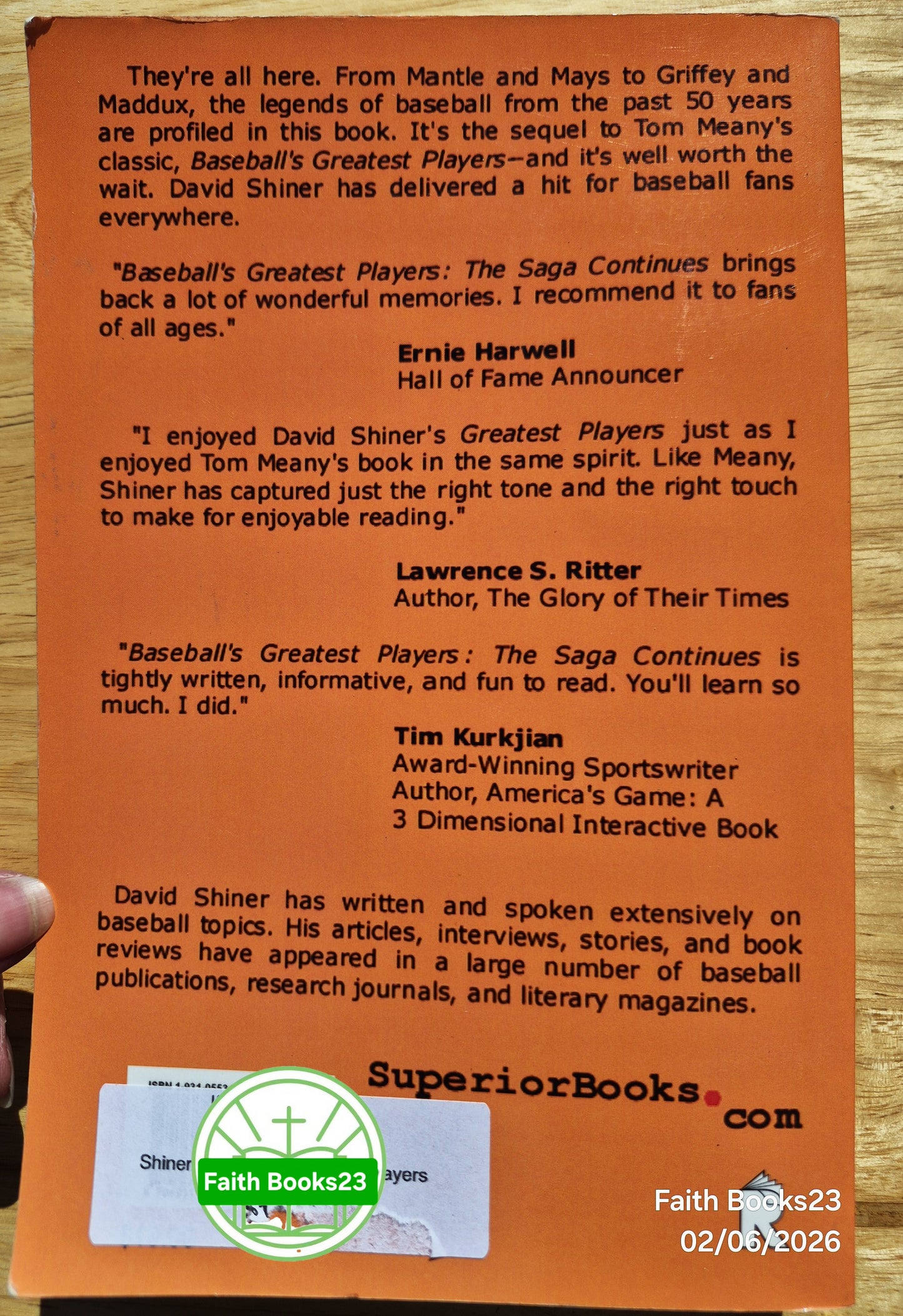 Baseball's Greatest Players: The Saga Continues von David Shiner (Gut, 2001, broschiert, 376 Seiten, Superior Books)