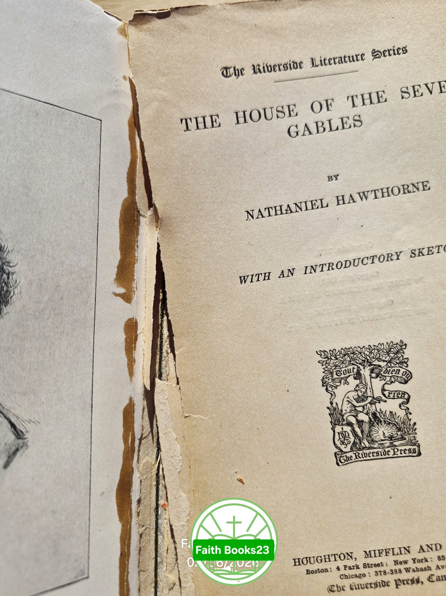 Riverside Literature Series: Das Haus der sieben Giebel von Nathaniel Hawthorne (Akzeptabel, 1896, Taschenbuch, 378 Seiten, Houghton Mifflin) SELTEN