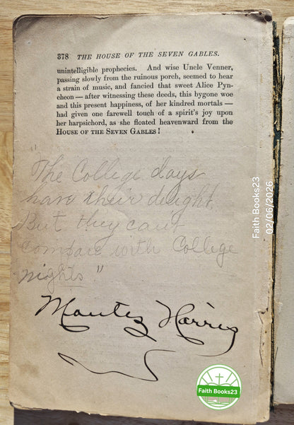 Riverside Literature Series: Das Haus der sieben Giebel von Nathaniel Hawthorne (Akzeptabel, 1896, Taschenbuch, 378 Seiten, Houghton Mifflin) SELTEN