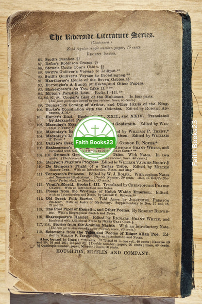 Riverside Literature Series: Das Haus der sieben Giebel von Nathaniel Hawthorne (Akzeptabel, 1896, Taschenbuch, 378 Seiten, Houghton Mifflin) SELTEN