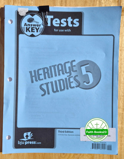 Heritage Studies 5 Test Answer Key Third Edition von BJU Press (Sehr gut, 2010, Tb, Tests 1-12)