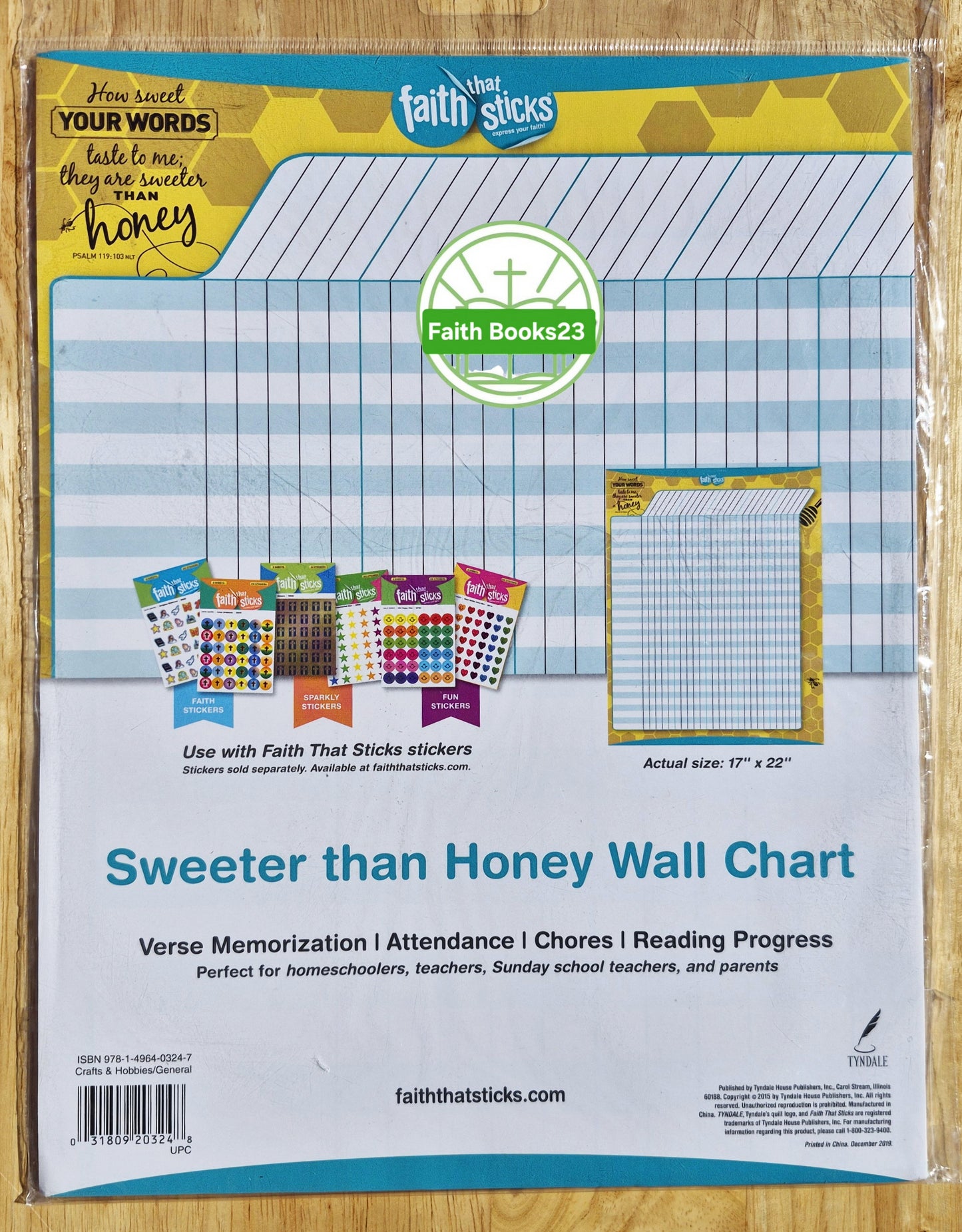 Sweeter Than Honey Achievement Wall Chart (Faith That Sticks, New, 2015, Tyndale)