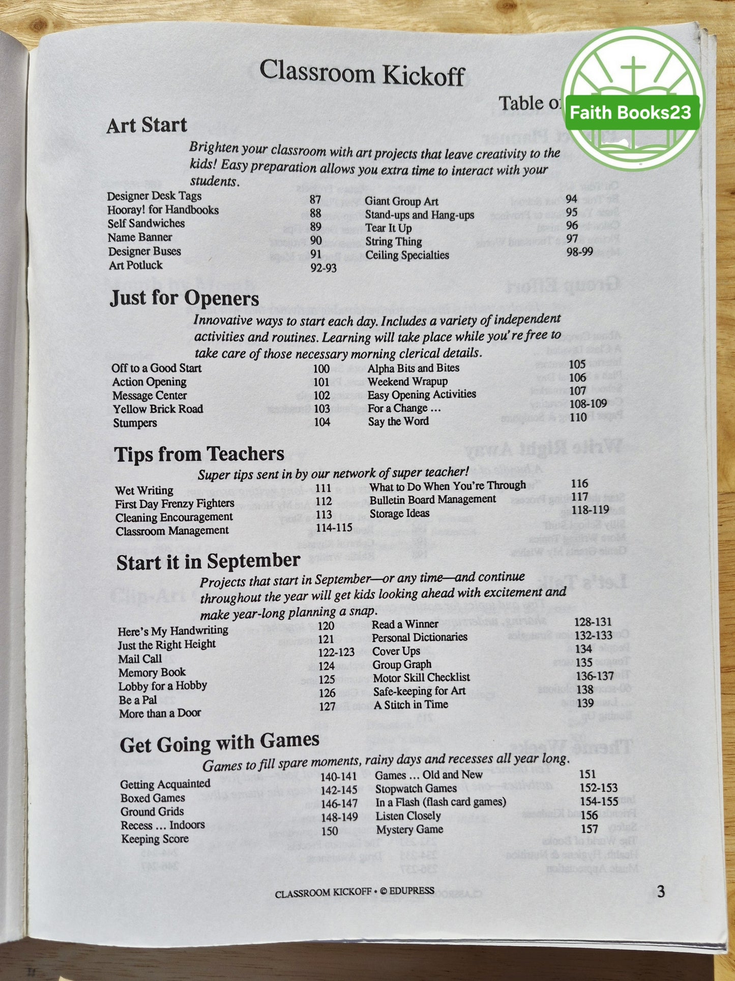 Classroom Kickoff (EduPress) von Linda Milliken (Sehr gut, 1991, Taschenbuch, 394 Seiten)