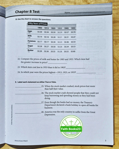 Heritage Studies 5 Student Tests Third Edition by BJU Press (Like New, 2010, Pbk, Tests 1-12)